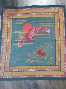 BOTTEGA VENETA GREEN/BROWN CRANE & TURTLE PRINT SILK 90cm SQUARE SCARF - Picture 1 of 4