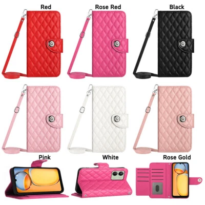 Ударопрочный кожаный чехол-бумажник через плечо для карт Redmi 15C 12C 11A Note 14 Pro+ - Изображение 1 из 4