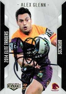 ✺Signed✺ 2014 BRISBANE BRONCOS NRL Card ALEX GLENN