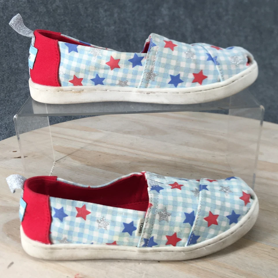 Toms Zapatos Niños 13.5 Niñas Alpargata Guinga Mocasín Sin Cordones Planos Tela Azul Foto 1 de 4
