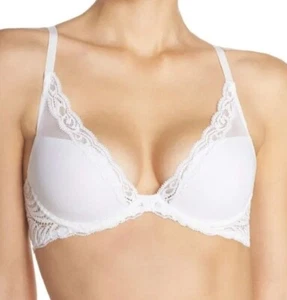 NATORI 730023 Off White/Silver Feathers Contour Plunge Bra size 30DDD NWT - Picture 1 of 2