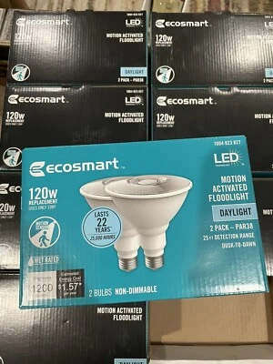 8X 2 PK EcoSmart 120-W (13W)PAR38 LED Motion Sensor Flood Light Daylight - Image 1 of 4