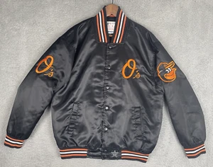 Chaqueta Universitaria Bombardero Satinado Años 90 Baltimore Orioles Para Hombres Pequeña Negra MLB - Imagen 1 de 20