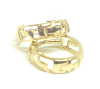 PENDIENTES HUGGIE LLAVE GRIEGA ORO AMARILLO MACIZO PURO 10KT 12M - ENVÍO GRATUITO Foto 1 de 4
