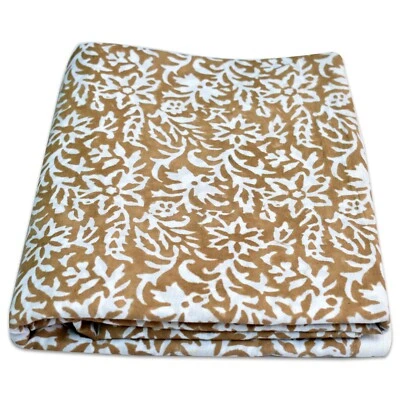 5 yard Indian Cotton Hand Block Flower Printed Handmade Cotton Fabric Natural - Image 1 of 4