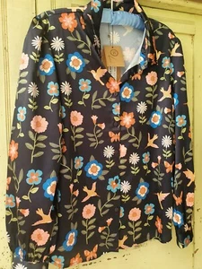 Princess Highway NWT Black Floral Bird Print Long Sleeved Button Blouse 14 - Picture 1 of 12