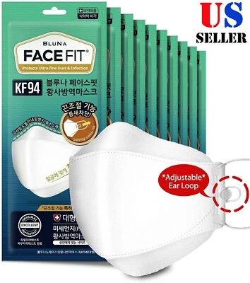 [10 pack] Authentic BLUNA KF94 Certified Mask LARGE, White *OFFICIAL US DEALER* - Image 1 of 4