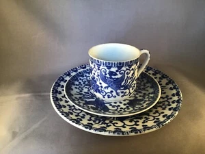 RISING FLYING PHOENIX TURKEY BLUE BIRD DEMITASSE CUP & SAUCER, 6" PLATE JAPAN - Picture 1 of 9