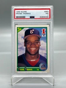 1990 Punteggio #663 Frank Thomas PSA 7 Rookie GRADO QUASI NUOVO SCHEDA LASTRA - Foto 1 di 3
