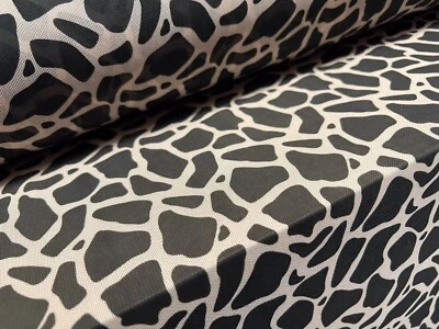 Power Mesh Net Stretch Spandex Fabric, Per Metre - Giraffe Print - Nude & Black - Image 1 of 3