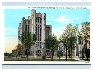 Neuer Freimaurertempel in Detroit Michigan Postkarte - Bild 1 von 2