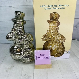 Cracker Barrel LED LUZ CRISTAL MERCURIO MUÑECO DE NIEVE 14" T Estatuilla Decoración NUEVO - Imagen 1 de 20