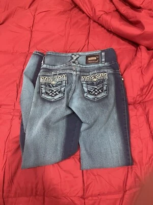 Blue Women Junior jeans, Butt Lift, Mid Waist, Skinny, with Cute Y2K Pockets - Image 1 of 2