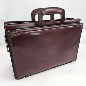 Document Bag Briefcase Four Compartment Burgundy Leather 16 x 11 x 5.5 Inch