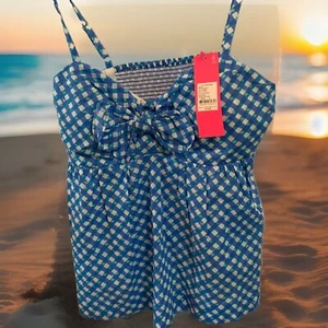 Haut cami femme Lilly Pulitzer Mitzi taille 4 bleu boca blanc double carreaux - Photo 1/5