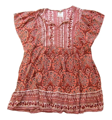 Новый с Ярлыками Knox розовый коралл розовый коричневый цветочный гавайский карман Midi кафтан халат платье 3 X - Изображение 1 из 4