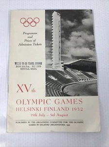XVth Olympic Games Helsinki Finland 1952 Programme And Ticket Prices  - Picture 1 of 5