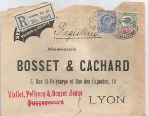 1910 EVII REGD BUSINESS ENVELOPE SENT TO LYON FRANCE,SEE SCAN - Picture 1 of 2