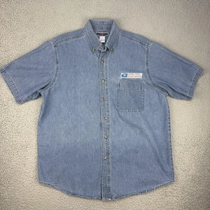 USPS United States Postal Service Shirt Mens Large Denim Button Down Jerzees - Picture 1 of 10