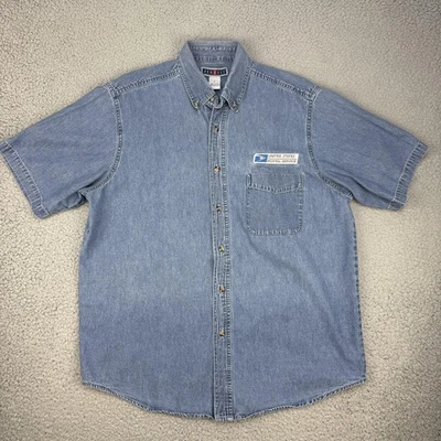 USPS United States Postal Service Shirt Mens Large Denim Button Down Jerzees - Image 1 of 4