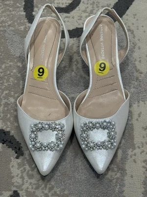 Adrienne Vittadini Blanco Perla con Tacones Cuadrados Estrás Mujer’s Talla 9 Foto 1 de 4