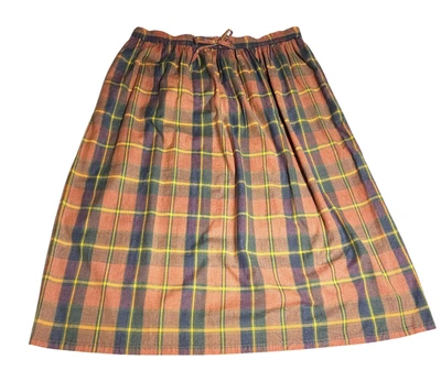 复古 Orvis 裙粉色蓝色格子棉弹性腰袋女式大号 — 第 1/4 张图片