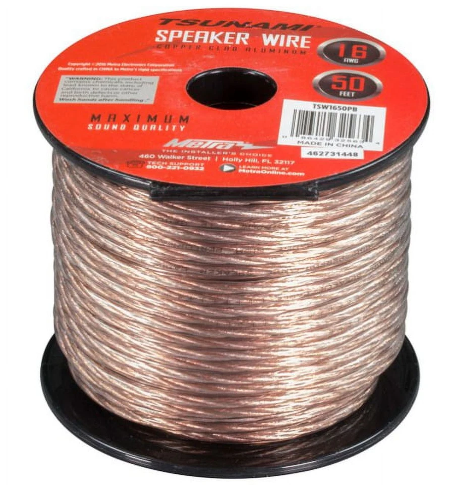 Metra Tsunami TSW1650PB 50ft 16 Gauge Copper Clad Aluminum Speaker Wire Roll