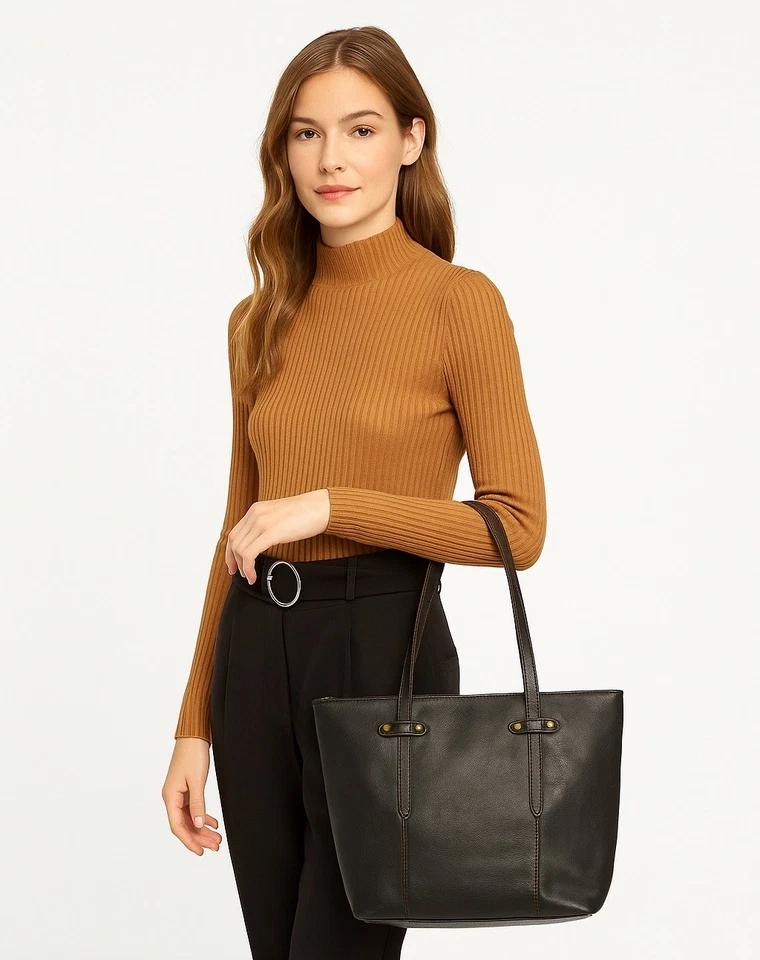 Fossil Felicity Black Leather Tote SHB1981001 Shoulder Bag Retail