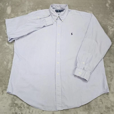 Camisa Ralph Lauren Para Hombre 2XL Azul Blanco Rayas Blake Abotonada Manga Larga Foto 1 de 4