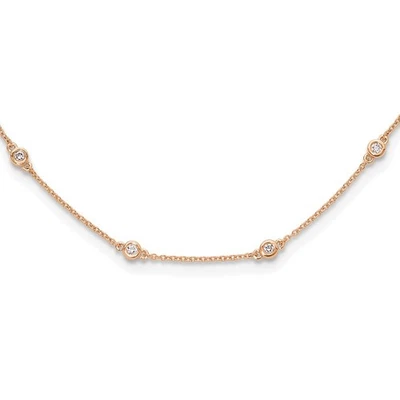 14k Rose Gold 1/2 Ct Lab Grown Diamond VS+ F+ Eighteen Station Necklace 18" - Image 1 of 4