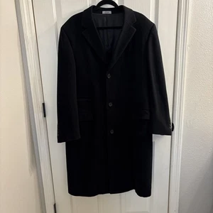 LAUREN Ralph Lauren Preston Wool Cashmere Black Lined Long Topcoat Size 40R - Picture 1 of 7