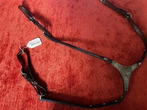 Western Show Breast Collar Brown Leather w/ Engraved Silver Trim *VGC Circle Y - Picture 1 of 4