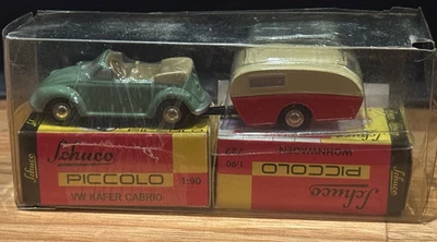 Schuco Piccolo VW Escarabajo descapotable + juego de remolque caravana (1:90) Foto 1 de 4