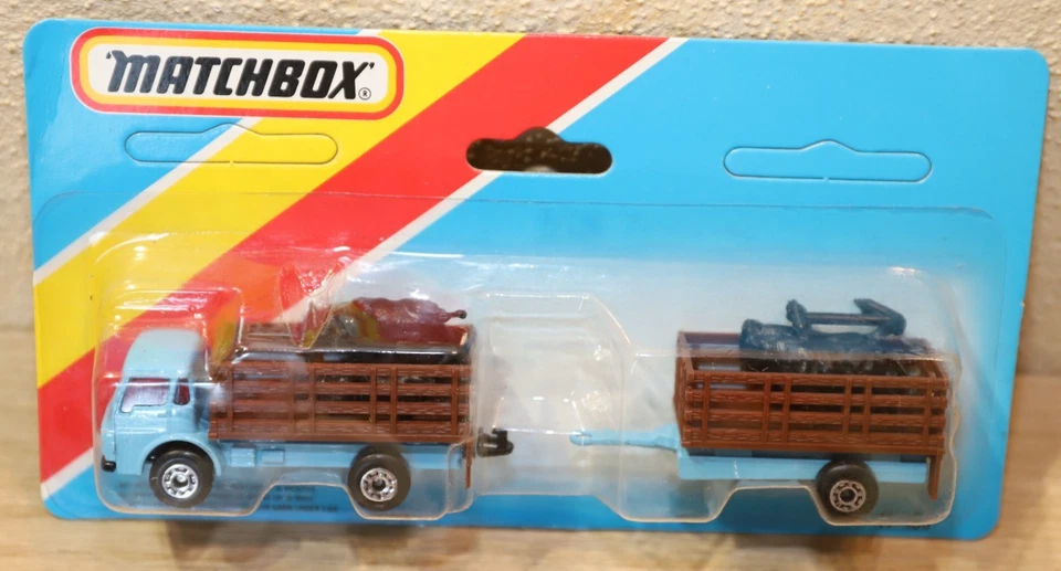 Matchbox TP-103 Dodge Cattle Truck & Trailer Diecast, Blau, OVP - Bild 1 von 4