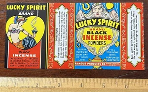 POLVOS DE INCIENSO NEGRO LUCKY SPIRIT ETIQUETA VINTAGE, EXCELENTES GRÁFICOS Chicago Ill. - Imagen 1 de 2