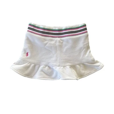 Ralph Lauren Girls Skater Skirt Size 4 White Striped Waist Ruffle Hem - Image 1 of 4