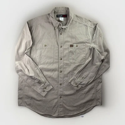 Wrangler Men's Shirt 3XL Tan Long Sleeve Button Down One Pocket 100% Cotton - Image 1 of 4