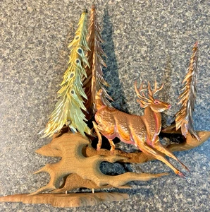 Vintage Handcrafted Wall Metal/Tin /Cooper/Hunter/ Cabin Decor '"Buck in Woods" - Picture 1 of 24