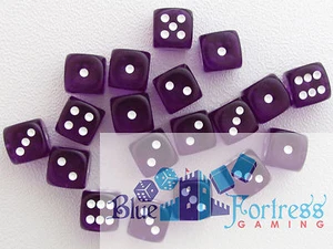 CHESSEX translucent 12mm SET OF 18 D6 PURPLE-WHITE DICE MTG WoW WARHAMMER - Picture 1 of 2