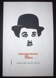 Famed CUBA Silkscreen Art Poster Saluting Charlie Chaplin & CUBAN Movie Archives - Picture 1 of 3
