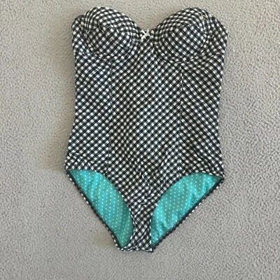 Vintage 90s Guess One Piece Swimsuit Medium Bombshell Gingham Corset Underwired - Image 1 of 4