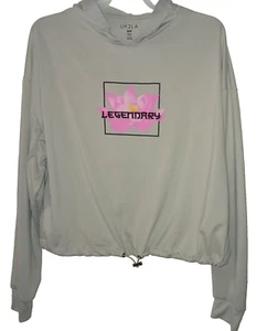 UK2LA DAMEN GRAU LEGENDÄRES LOGO ROSA BLUMEN LANGARM HOODIE OBERTEIL GRÖSSE S/P - Bild 1 von 3