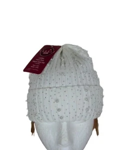 NEW Pom Pom Beanie Hat Women's OS Connex Gear Beaded NWT - Picture 1 of 7