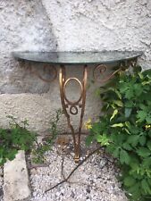 Vintage French Iron Mirror Wall Mount Half Moon Hollywood Regency Entry Table