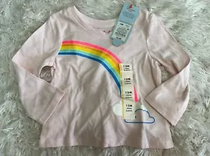 Cat & jack Toddler Girls' T shirt Long sleeve Graphic Rainbow Size 12M - Picture 1 of 8