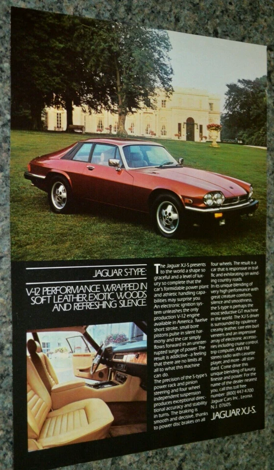 1985 JAGUAR XJS ANÚNCIO ORIGINAL IMPRESSÃO 85 XJ-S V12 S-TYPE - Imagem 1 de 1