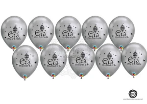 Eid Mubarak Silver Latex Balloons 10 Balloons - Picture 1 of 1