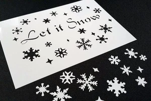 #L FIOCCHI DI NEVE testo LET IT SNOW stencil vetrine vetrine spray con neve finta - Foto 1 di 2