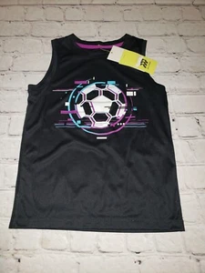 NWT All In Motion Girls Size S 6/7 Black Soccer Ball Graphic Tank Top - Picture 1 of 3