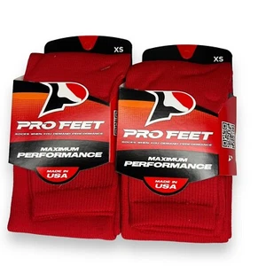 Pro Feet Maximum Performance Athletic Sports Socks for Kids Size XS 2 Pairs Red - Picture 1 of 3